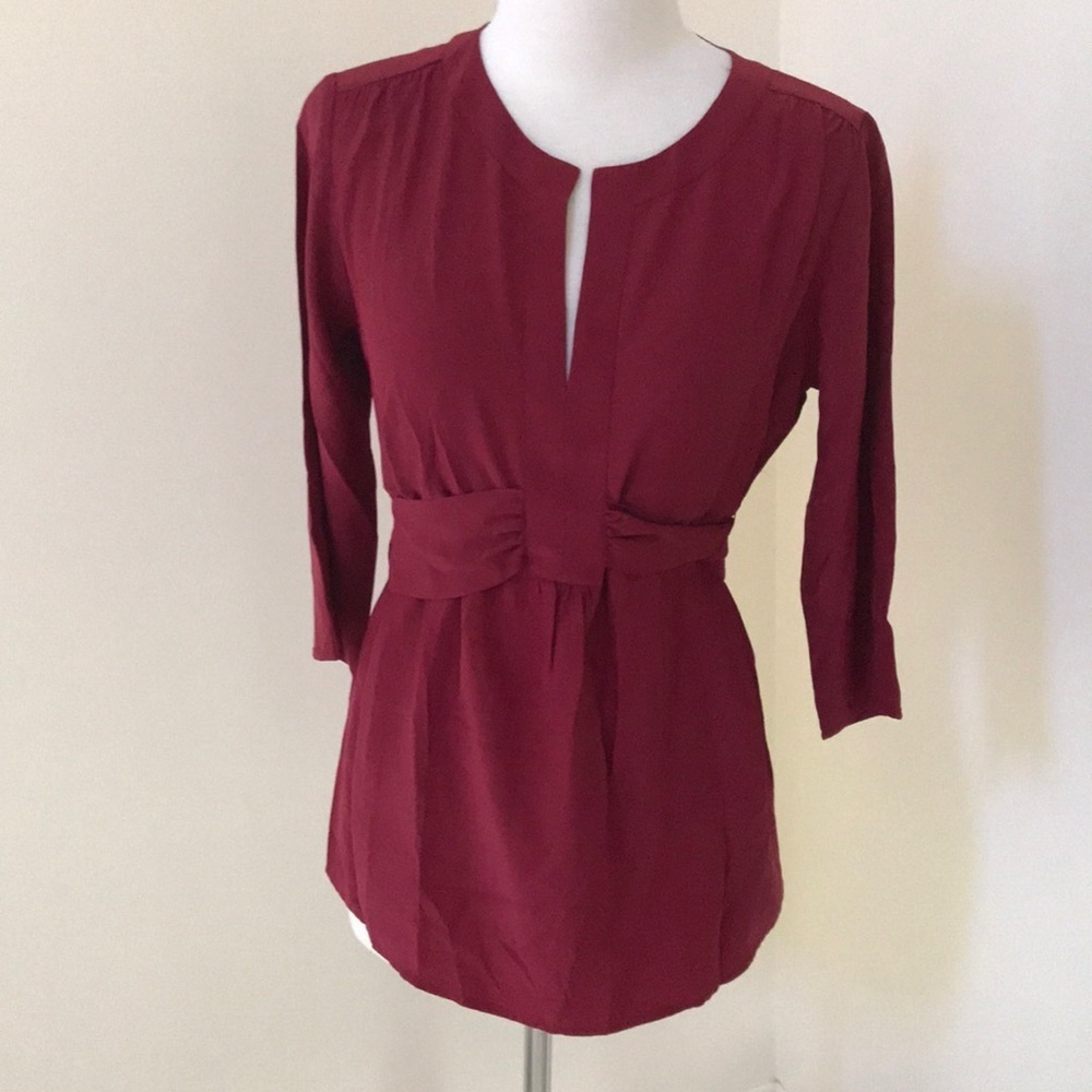 NWT! A PEA IN THE POD Size S maroon silk blouse